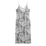 Zentangle Flower Pattern Print Jersey Midi Cami Dress
