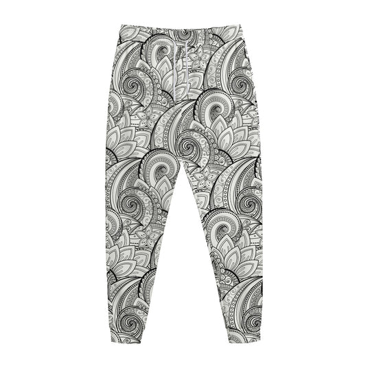 Zentangle Flower Pattern Print Jogger Pants