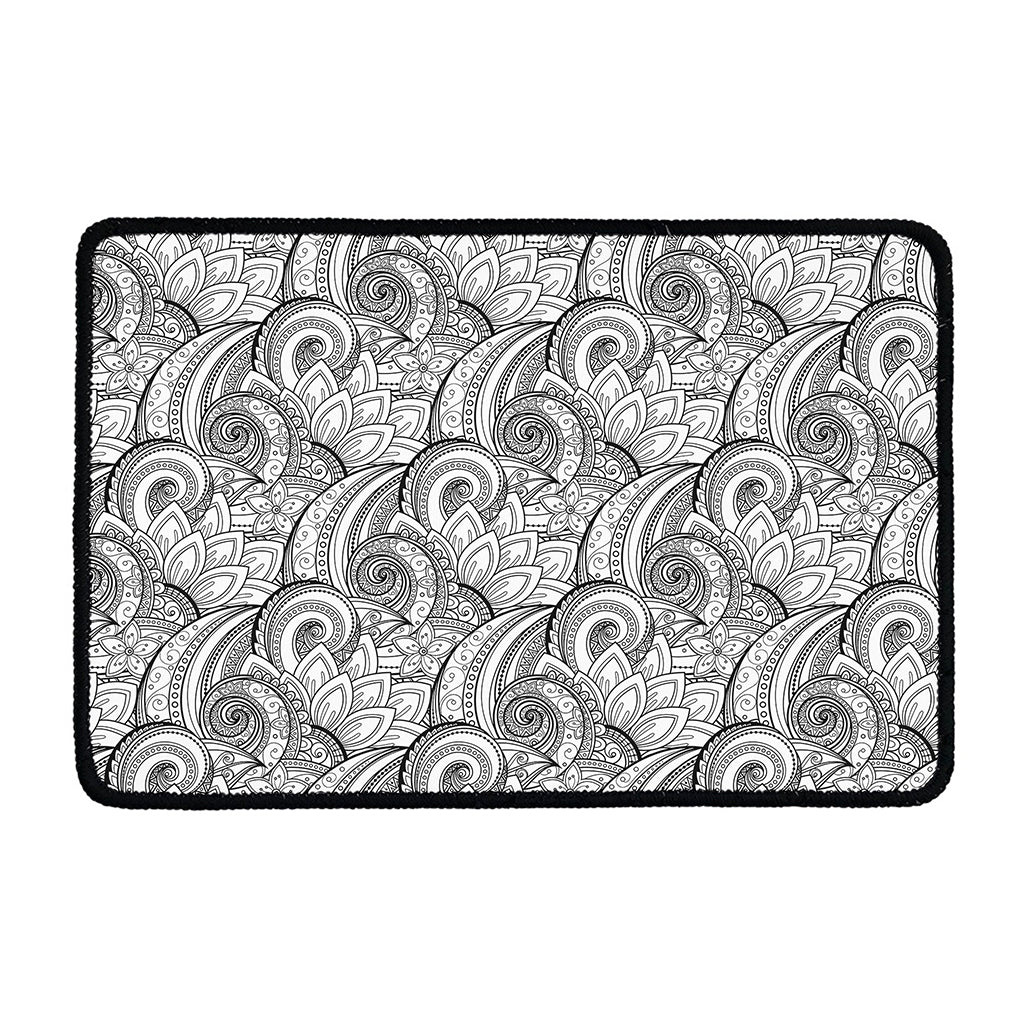 Zentangle Flower Pattern Print Kitchen Mat
