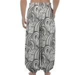 Zentangle Flower Pattern Print Lantern Pants