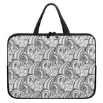 Zentangle Flower Pattern Print Laptop Sleeve With Handle