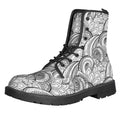 Zentangle Flower Pattern Print Lace-Up Boots