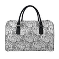Zentangle Flower Pattern Print Leather Duffel Bag