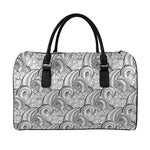 Zentangle Flower Pattern Print Leather Duffle Bag