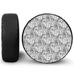 Zentangle Flower Pattern Print Leather Spare Tire Cover