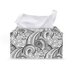 Zentangle Flower Pattern Print Leather Tissue Box Cover