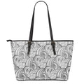 Zentangle Flower Pattern Print Leather Tote Bag With Zipper