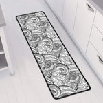 Zentangle Flower Pattern Print Long Kitchen Mat