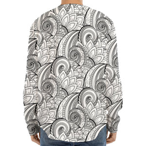 Zentangle Flower Pattern Print Long Sleeve Baseball Jersey