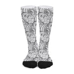 Zentangle Flower Pattern Print Long Socks