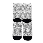 Zentangle Flower Pattern Print Long Socks