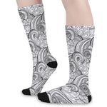 Zentangle Flower Pattern Print Long Socks