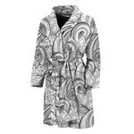 Zentangle Flower Pattern Print Men's Bathrobe