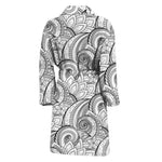 Zentangle Flower Pattern Print Men's Bathrobe