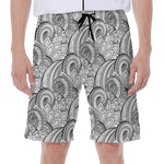 Zentangle Flower Pattern Print Men's Beach Shorts