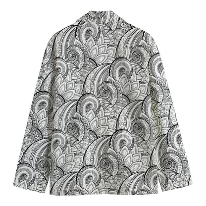 Zentangle Flower Pattern Print Men's Blazer