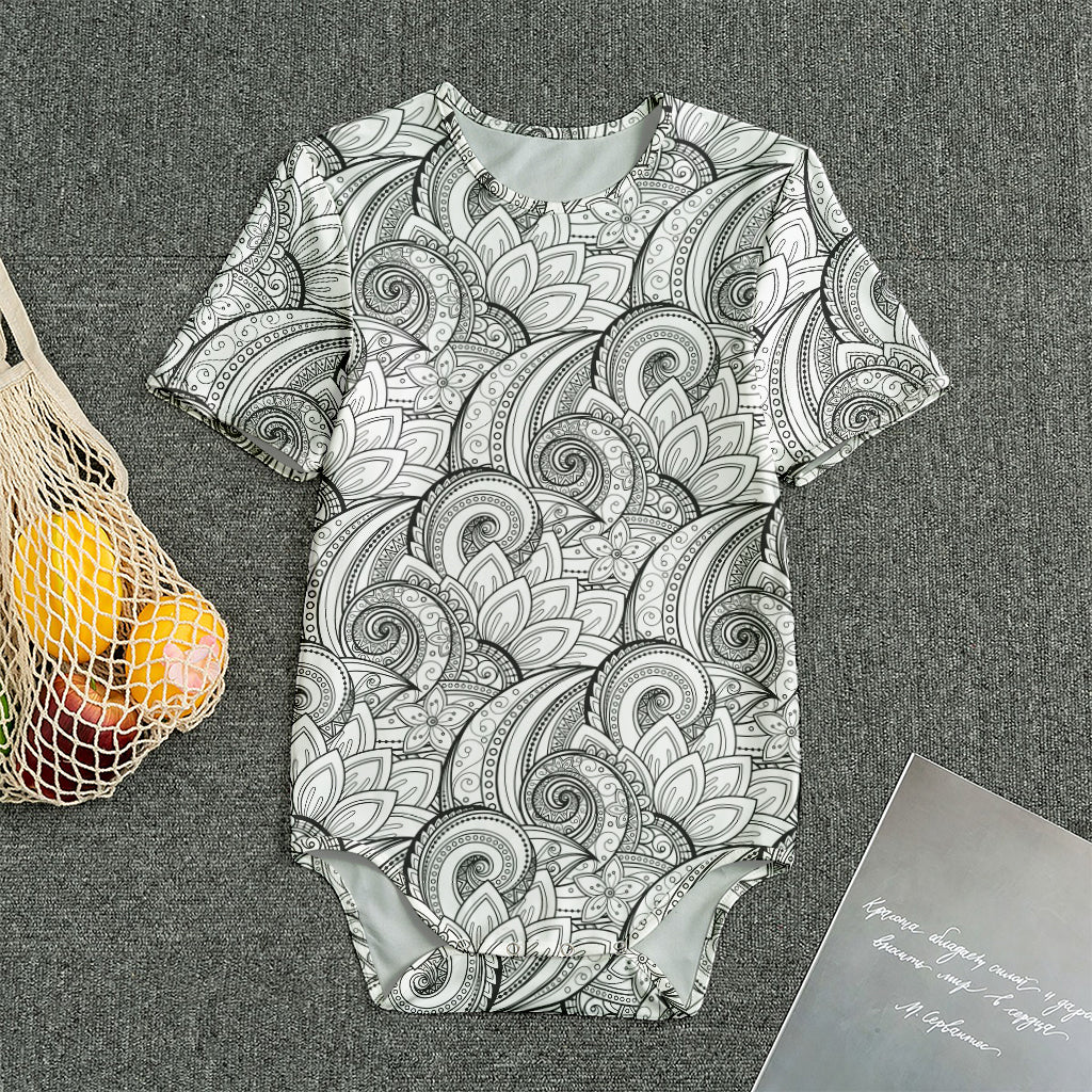 Zentangle Flower Pattern Print Men's Bodysuit