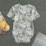 Zentangle Flower Pattern Print Men's Bodysuit