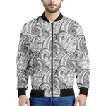 Zentangle Flower Pattern Print Men's Bomber Jacket
