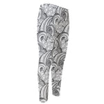 Zentangle Flower Pattern Print Men's Compression Pants