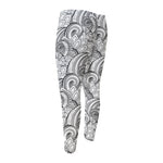 Zentangle Flower Pattern Print Men's Compression Pants