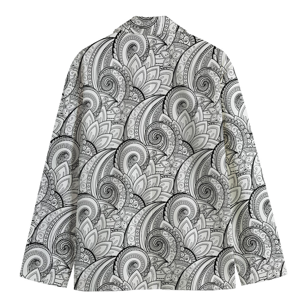 Zentangle Flower Pattern Print Men's Cotton Blazer