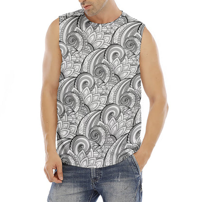 Zentangle Flower Pattern Print Men's Fitness Tank Top