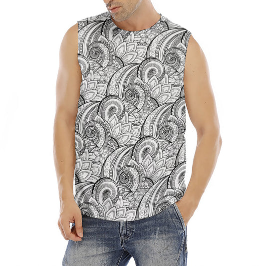 Zentangle Flower Pattern Print Men's Fitness Tank Top