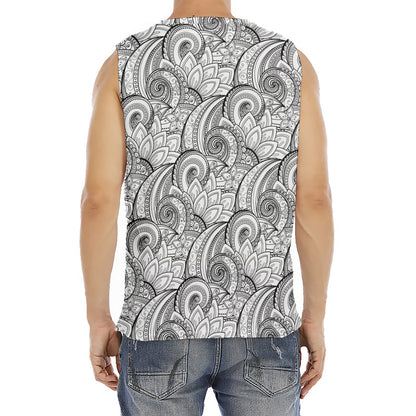 Zentangle Flower Pattern Print Men's Fitness Tank Top