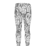 Zentangle Flower Pattern Print Men's leggings