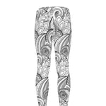 Zentangle Flower Pattern Print Men's leggings