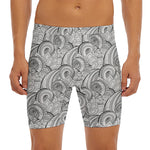Zentangle Flower Pattern Print Men's Long Boxer Briefs