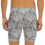 Zentangle Flower Pattern Print Men's Long Boxer Briefs
