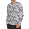 Zentangle Flower Pattern Print Men's Long Sleeve Rash Guard