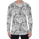 Zentangle Flower Pattern Print Men's Long Sleeve T-Shirt