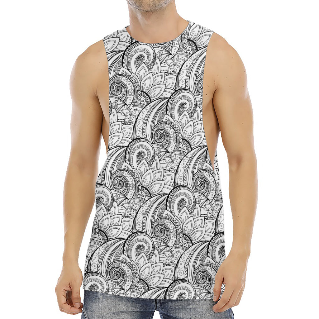Zentangle Flower Pattern Print Men's Muscle Tank Top