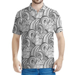 Zentangle Flower Pattern Print Men's Polo Shirt