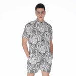 Zentangle Flower Pattern Print Men's Rompers