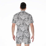 Zentangle Flower Pattern Print Men's Rompers