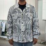 Zentangle Flower Pattern Print Men's Shirt Jacket