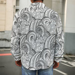 Zentangle Flower Pattern Print Men's Shirt Jacket