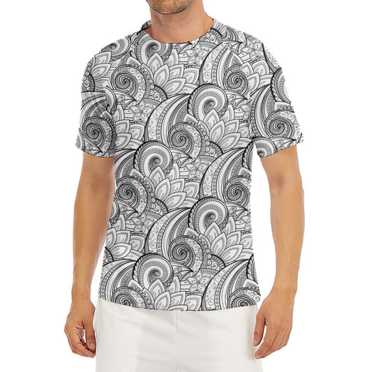 Zentangle Flower Pattern Print Men's Short Sleeve Rash Guard