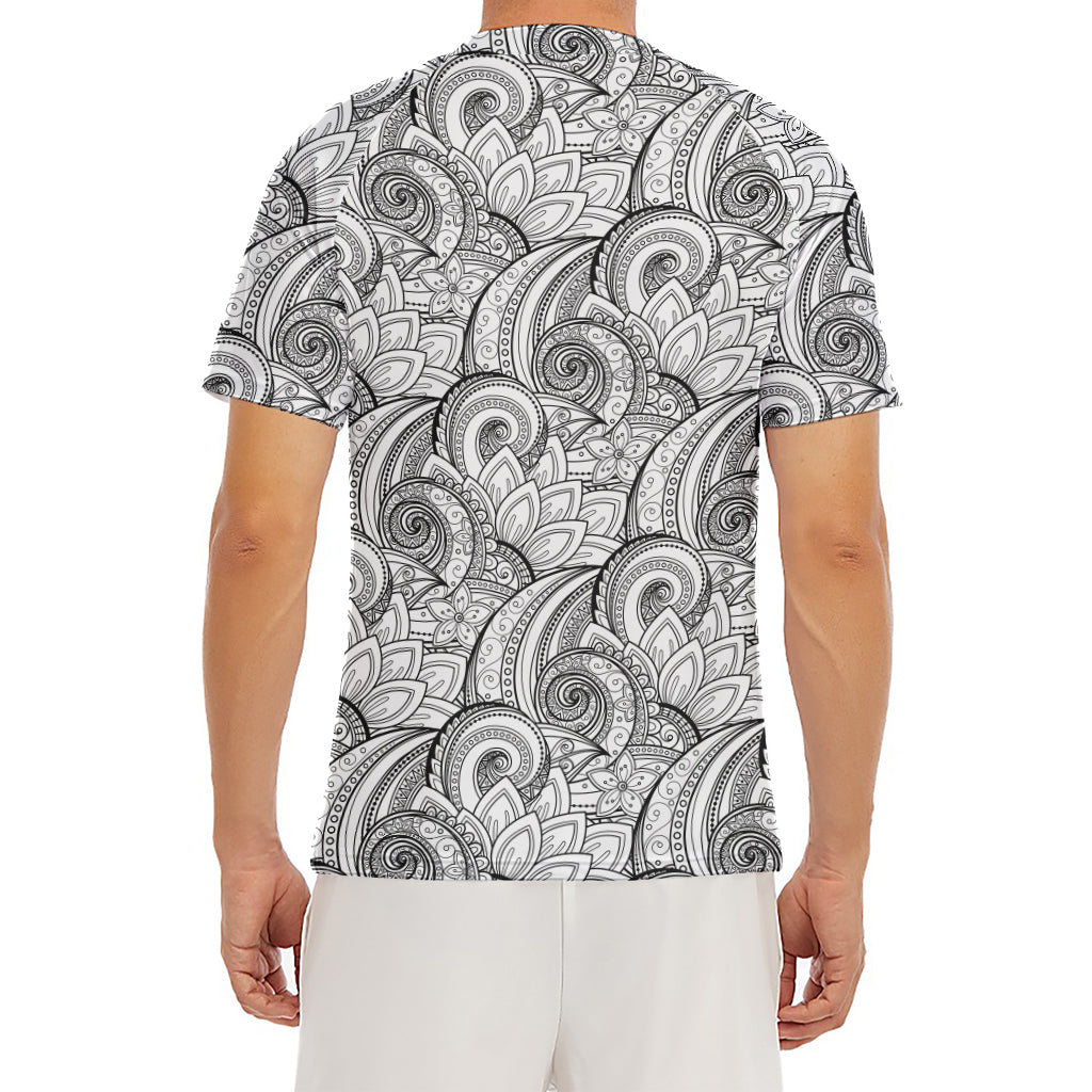 Zentangle Flower Pattern Print Men's Short Sleeve Rash Guard