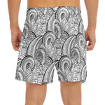Zentangle Flower Pattern Print Men's Split Running Shorts