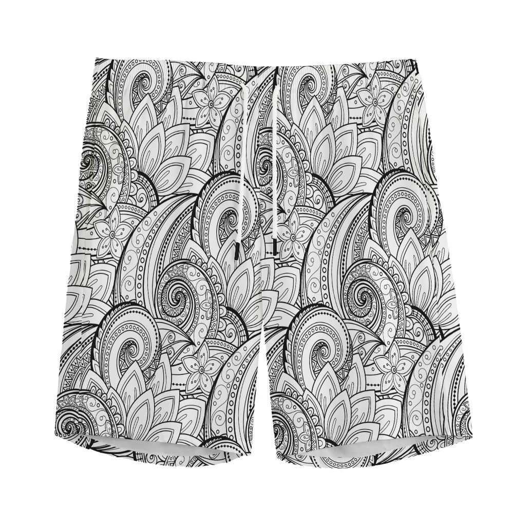 Zentangle Flower Pattern Print Men's Sports Shorts