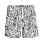 Zentangle Flower Pattern Print Men's Sports Shorts