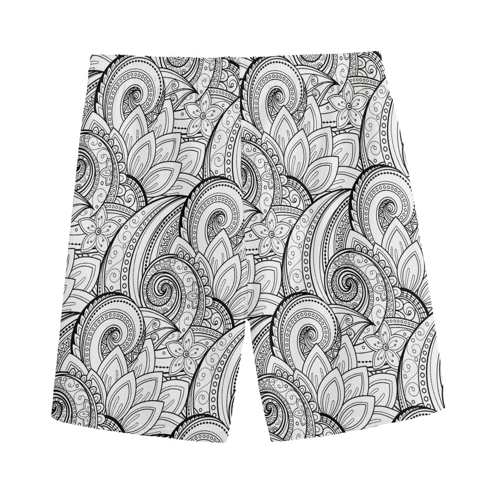 Zentangle Flower Pattern Print Men's Sports Shorts