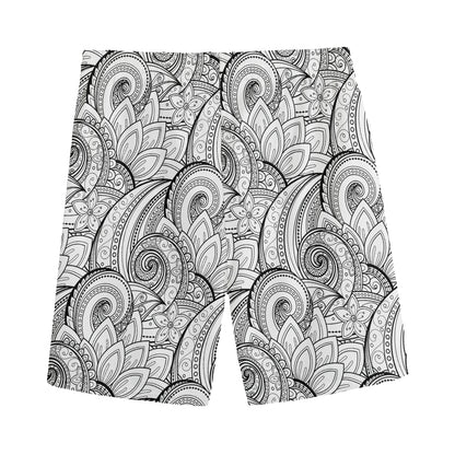 Zentangle Flower Pattern Print Men's Sports Shorts