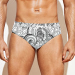 Zentangle Flower Pattern Print Men's Swim Briefs