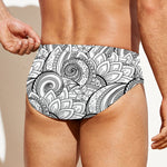 Zentangle Flower Pattern Print Men's Swim Briefs